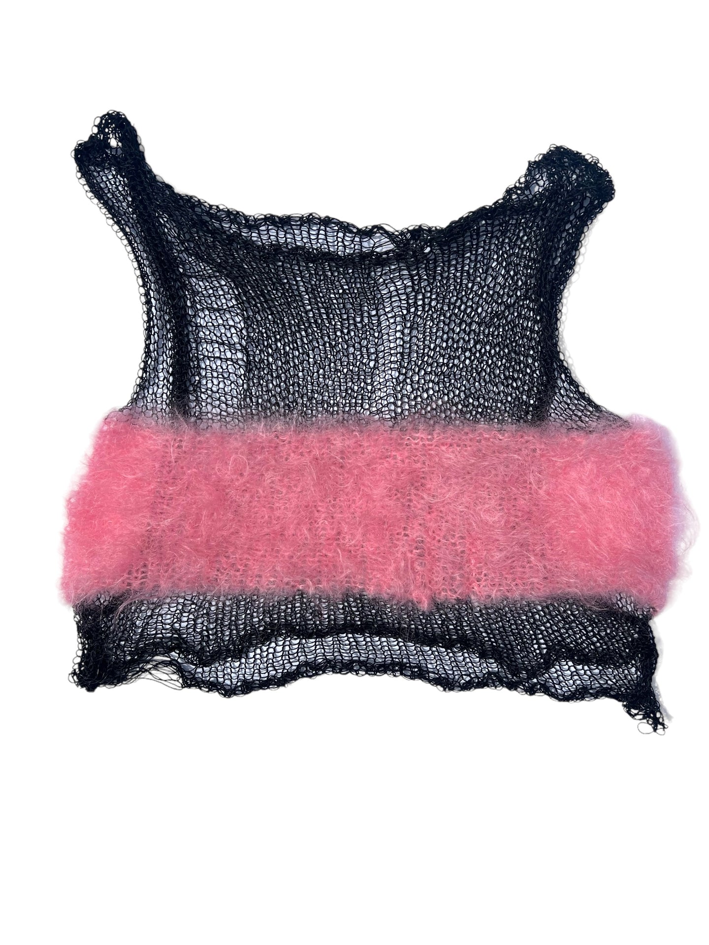 PINK WITS COTTON & MOHAIR NET TOP