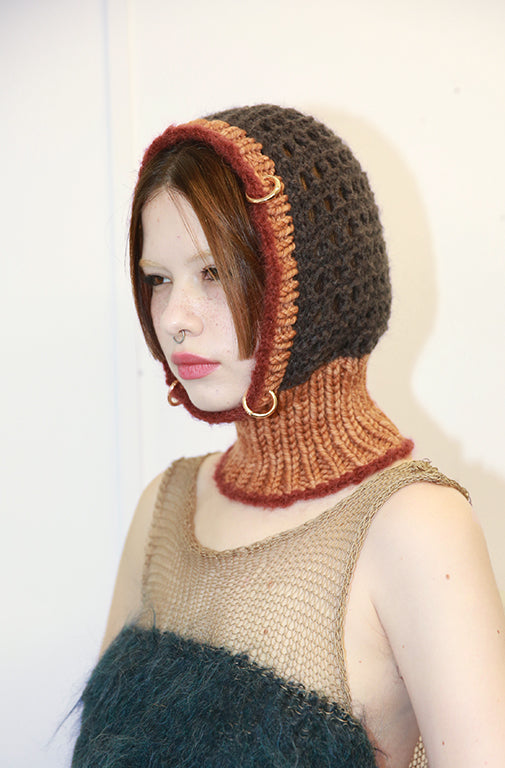 CAMEL, DARK RED & CHARCOAL PIERCING BALACLAVA