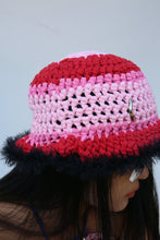 Load image into Gallery viewer, PINK &amp; BLACK CROCHET PIERCING COTTON HAT
